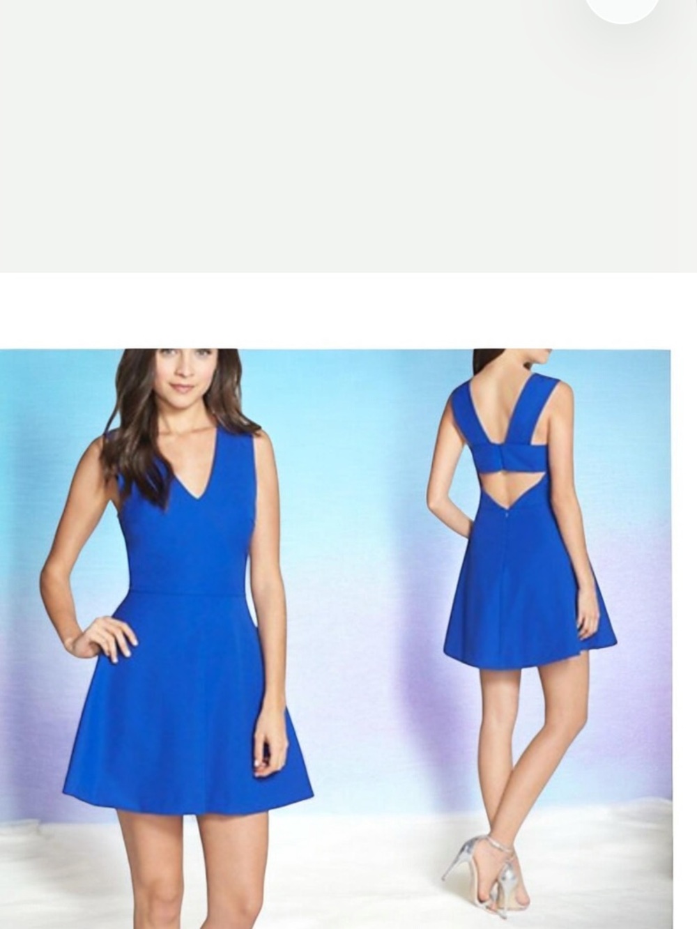 Reiss Size 2  Full Lined Cotton Blue Fit & Flare Sleeveless Mini Dress